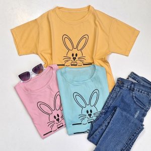 تیشرت کراپ خرگوش نخ پنبه