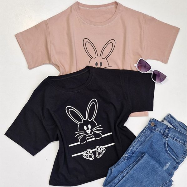 تیشرت کراپ خرگوش نخ پنبه - مانتو پاتریس رشت