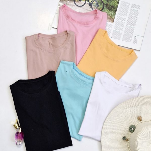 تیشرت بیسیک نخ پنبه رنگی -