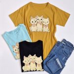 تیشرت نخ پنبه چاپ 3 گربه