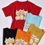 تیشرت نخ پنبه چاپ 3 گربه