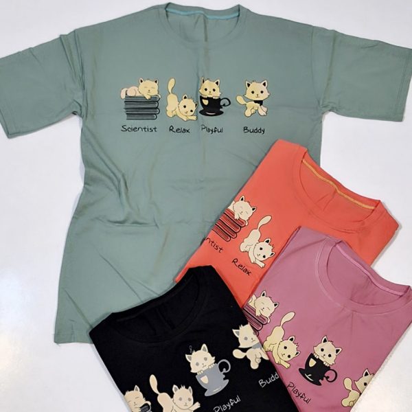 تیشرت چاپ گربه - مانتو پاتریس رشت