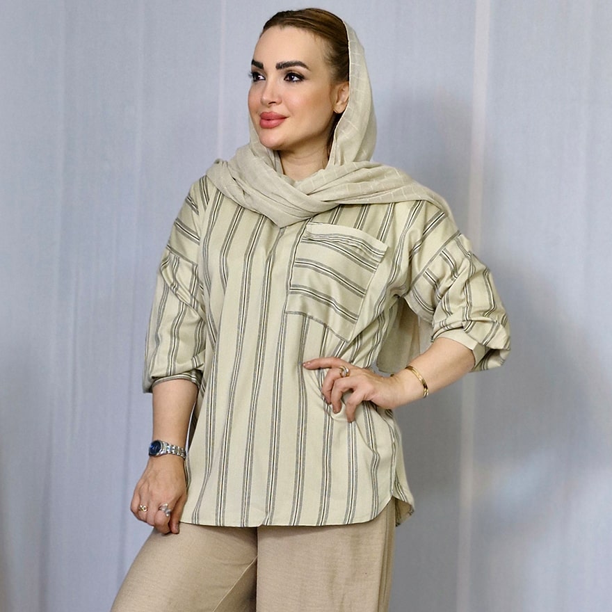 شومیز جلوبسته راه راه