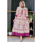 پیراهن ساحلی گلدار دکمه دار