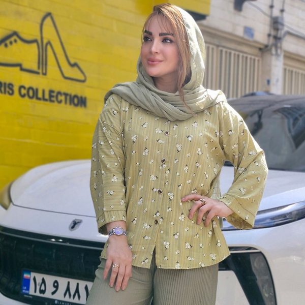 شومیز گلدار جلو دکمه