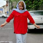 مانتو الیاف دو جیب رنگی