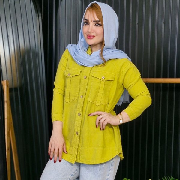 مانتو الیاف دو جیب رنگی