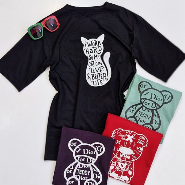 تیشرت نخ پنبه چاپ میکس - مانتو پاتریس رشت