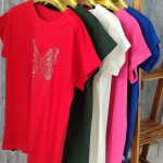 تیشرت قواره دار پروانه نگینی