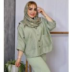 شومیز راه راه 4 جیب لینن