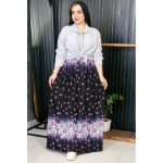 دامن بلند گل گلی نخی مشکی - مانتو پاتریس رشت