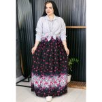دامن بلند گل گلی نخی مشکی