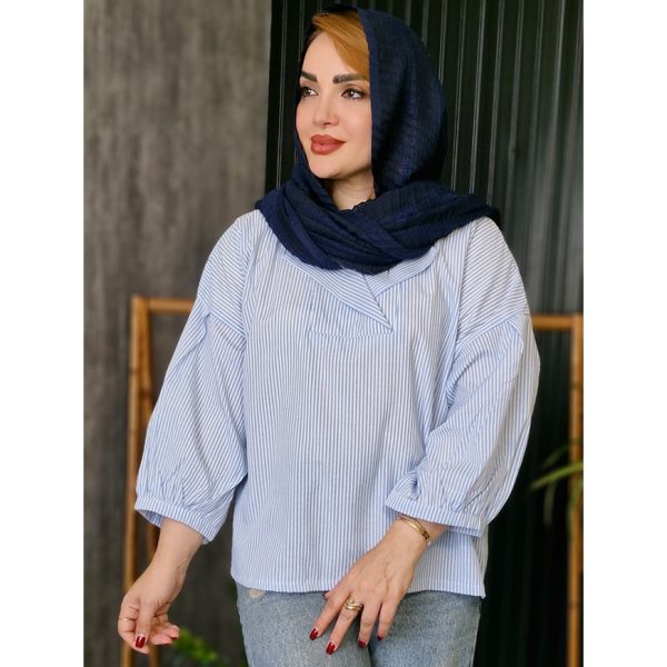 شومیز راه راه آستین پفی