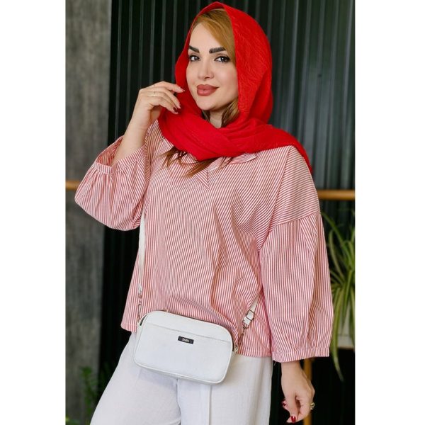 شومیز راه راه آستین پفی