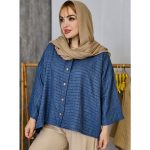 شومیز دکمه چوبی راه راه