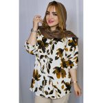 شومیز سفید گلدار -