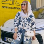 شومیز سفید گلدار -