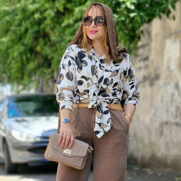 شومیز سفید گلدار - مانتو پاتریس رشت