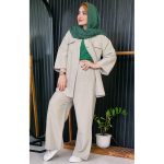 ست مانتو شلوار صوفیا دکمه چوبی