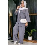 ست مانتو شلوار صوفیا دکمه چوبی