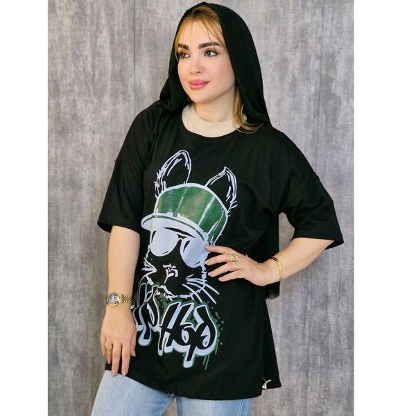 تیشرت لانگ مشکی گربه - مانتو پاتریس رشت