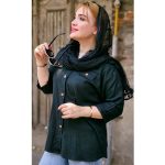 مانتو مشکی دکمه چوبی