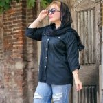 مانتو مشکی دکمه چوبی - مانتو پاتریس رشت