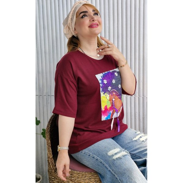 تیشرت بیسکوییتی طرح برجسته - مانتو پاتریس رشت