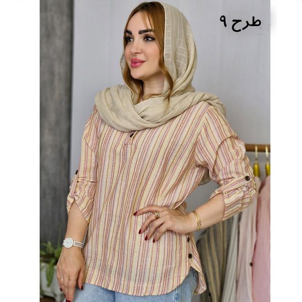 مانتو راه راه بغل دکمه