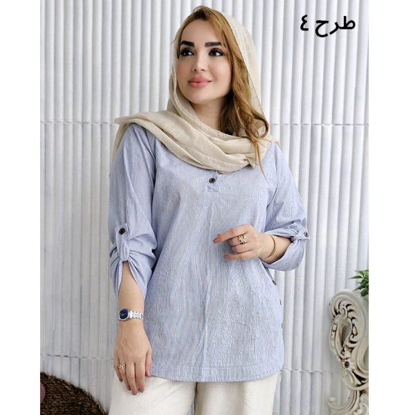 مانتو راه راه بغل دکمه