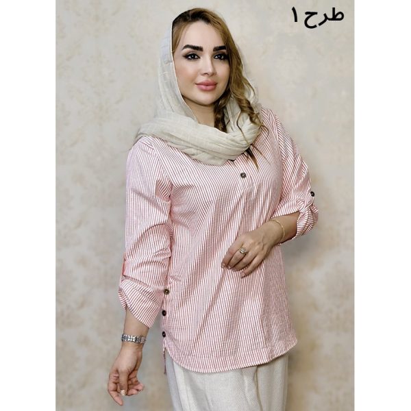 مانتو راه راه بغل دکمه