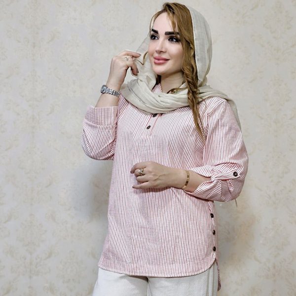 مانتو راه راه بغل دکمه