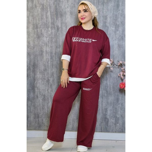 ست تیشرت شلوار نوار سفید