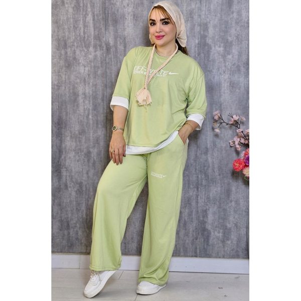 ست تیشرت شلوار نوار سفید