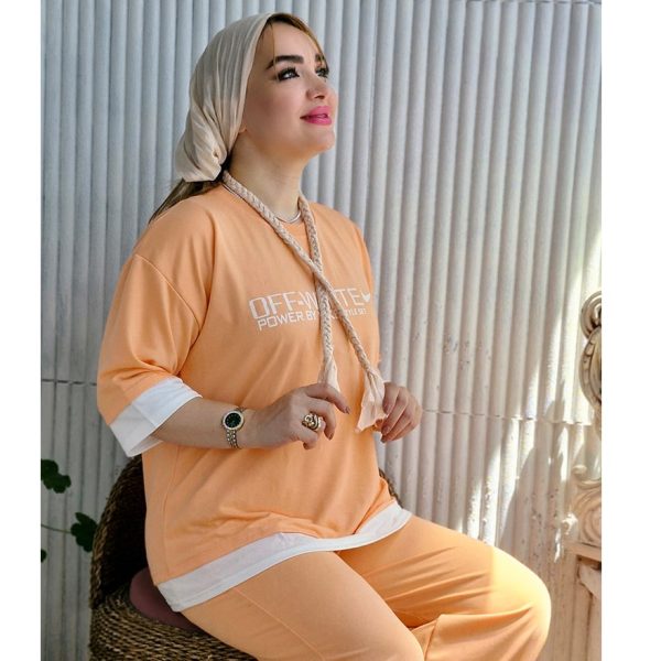 ست تیشرت شلوار نوار سفید