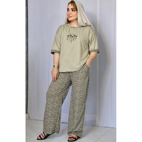 ست تیشرت شلوار نوار پلنگی