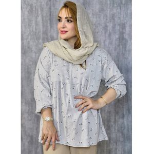تونیک جلوبسته چین دار گل ریز
