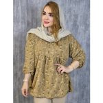 تونیک جلوبسته چین دار گل ریز