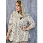 تونیک جلوبسته چین دار گل ریز
