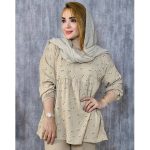 تونیک جلوبسته چین دار گل ریز