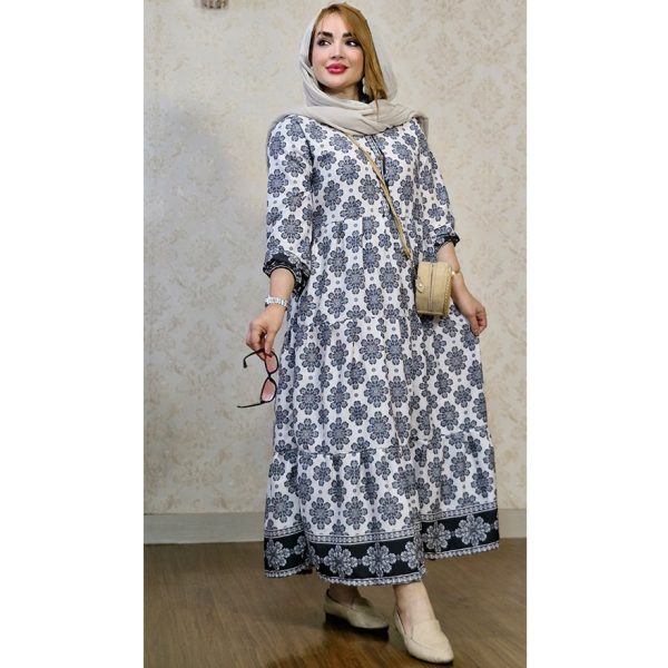 پیراهن ساحلی دکمه ای گلدار