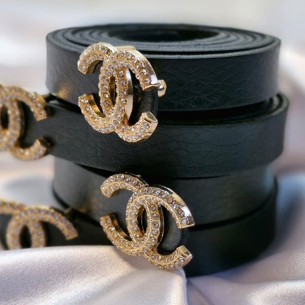 کمربند چنل مشکی چرم - مانتو پاتریس رشت