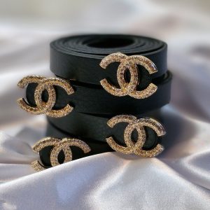 کمربند چنل مشکی چرم