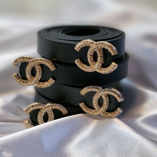 کمربند چنل مشکی چرم