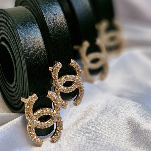 کمربند چنل مشکی چرم