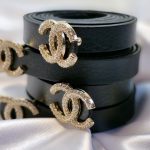 کمربند چنل مشکی چرم