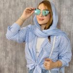 شومیز راه راه گره ای