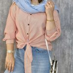 شومیز راه راه گره ای