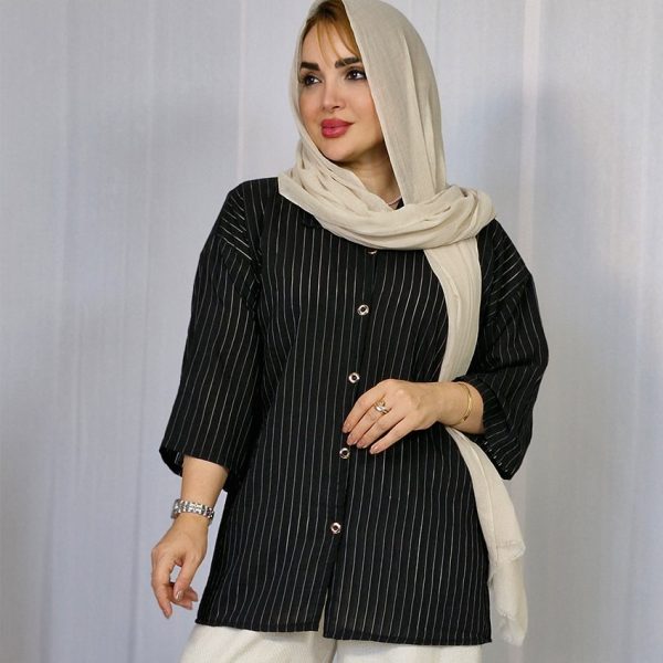 366486-7-min مانتو راه راه جلو دکمه - مانتو پاتریس رشت