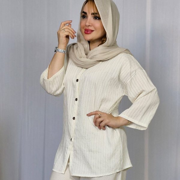 مانتو راه راه جلو دکمه - مانتو پاتریس رشت